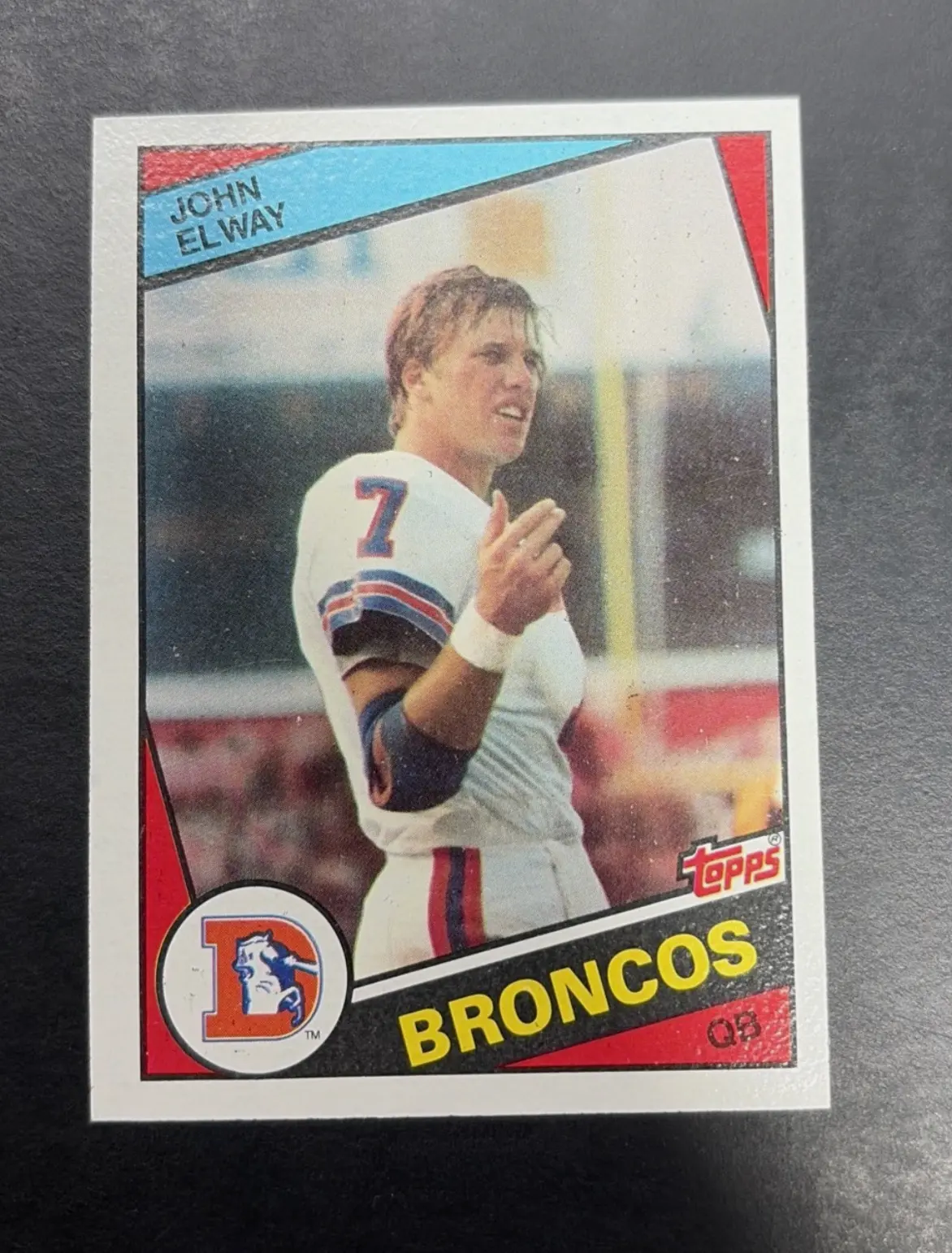 1984 Topps John Elway Denver Broncos rookie card, raw